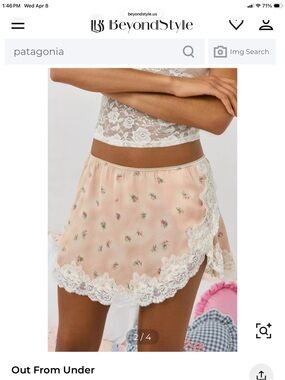 NWOT Peach Floral Lace Trim Satin Slip Skirt